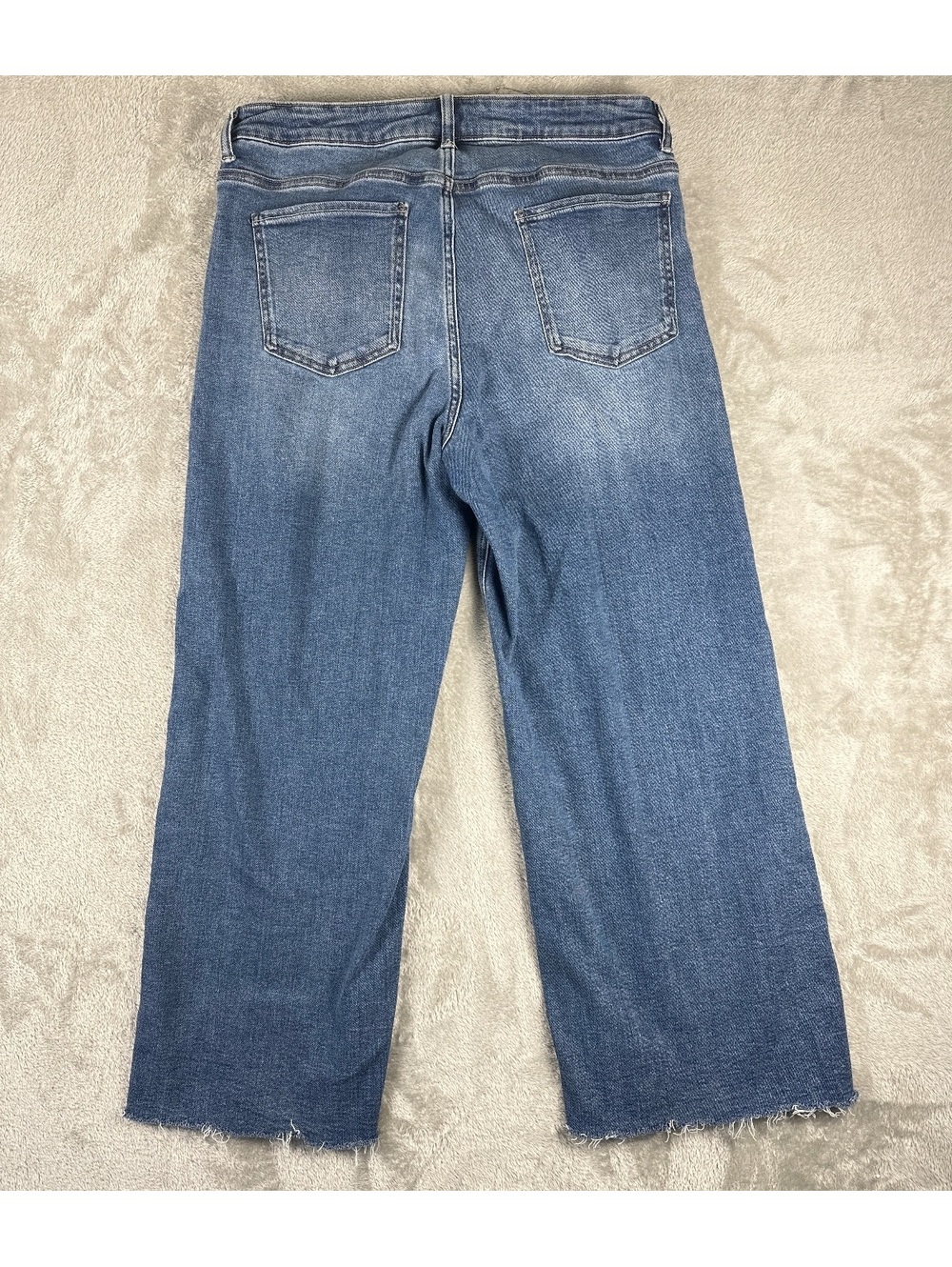Quince Bella Stretch Wide Leg Jeans Womens 33 High Rise Twilight Blue Fray Plus - Picture 4 of 10